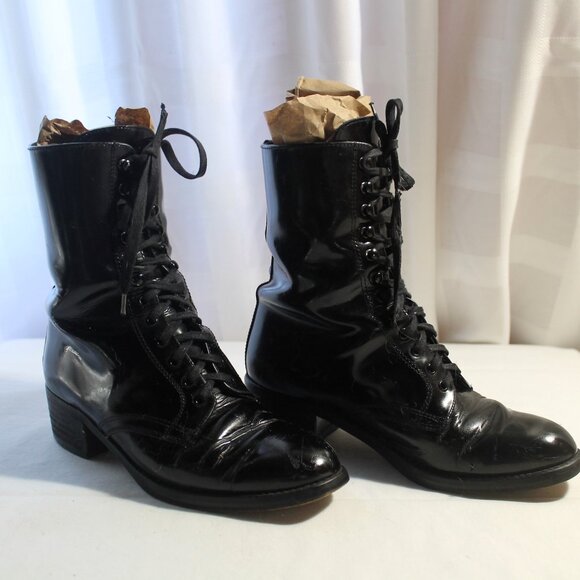 Charles David Black Patent Leather Ankle Boots, Nathalia M., Made in Spain, 5.5 - Picture 1 of 10